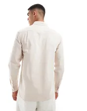 Fred Perry long sleeve oxford shirt in off white