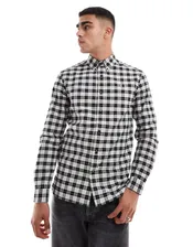 Fred Perry tartan oxford shirt in beige and black
